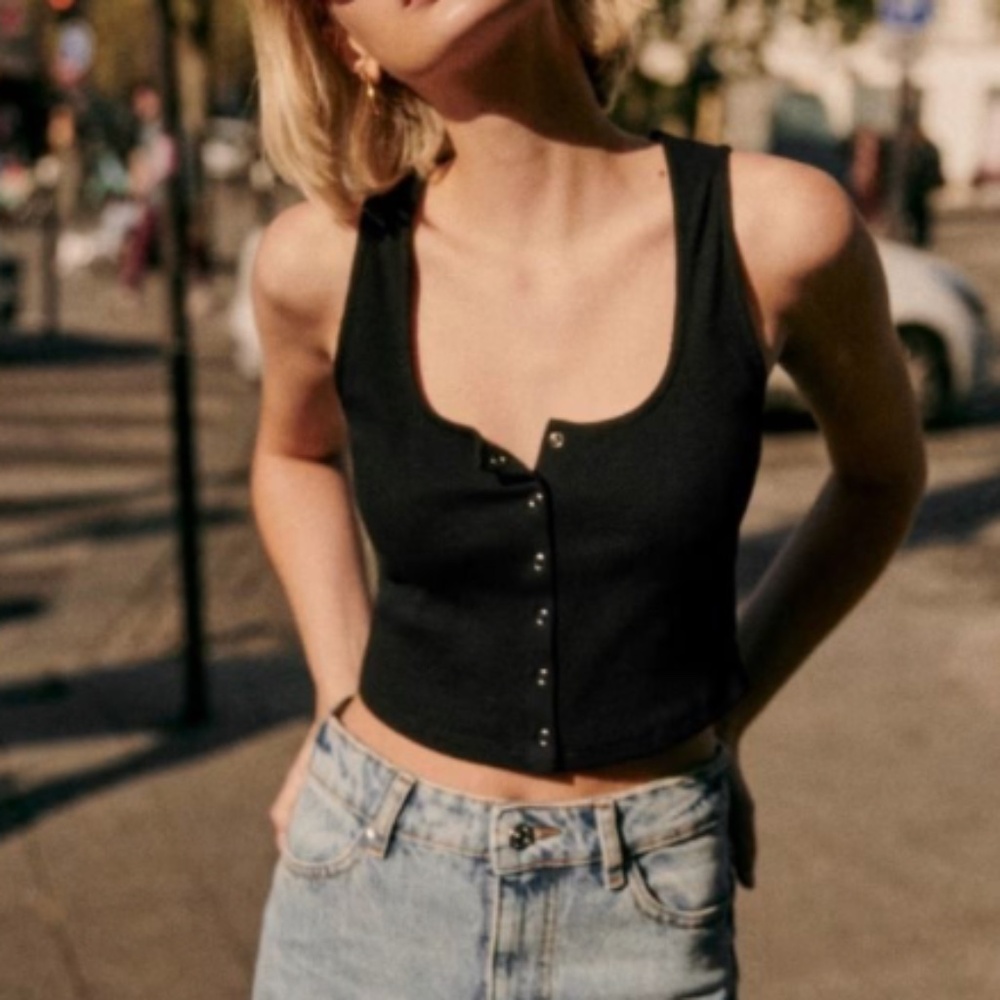 Sezane Lilou Top Black - Size S